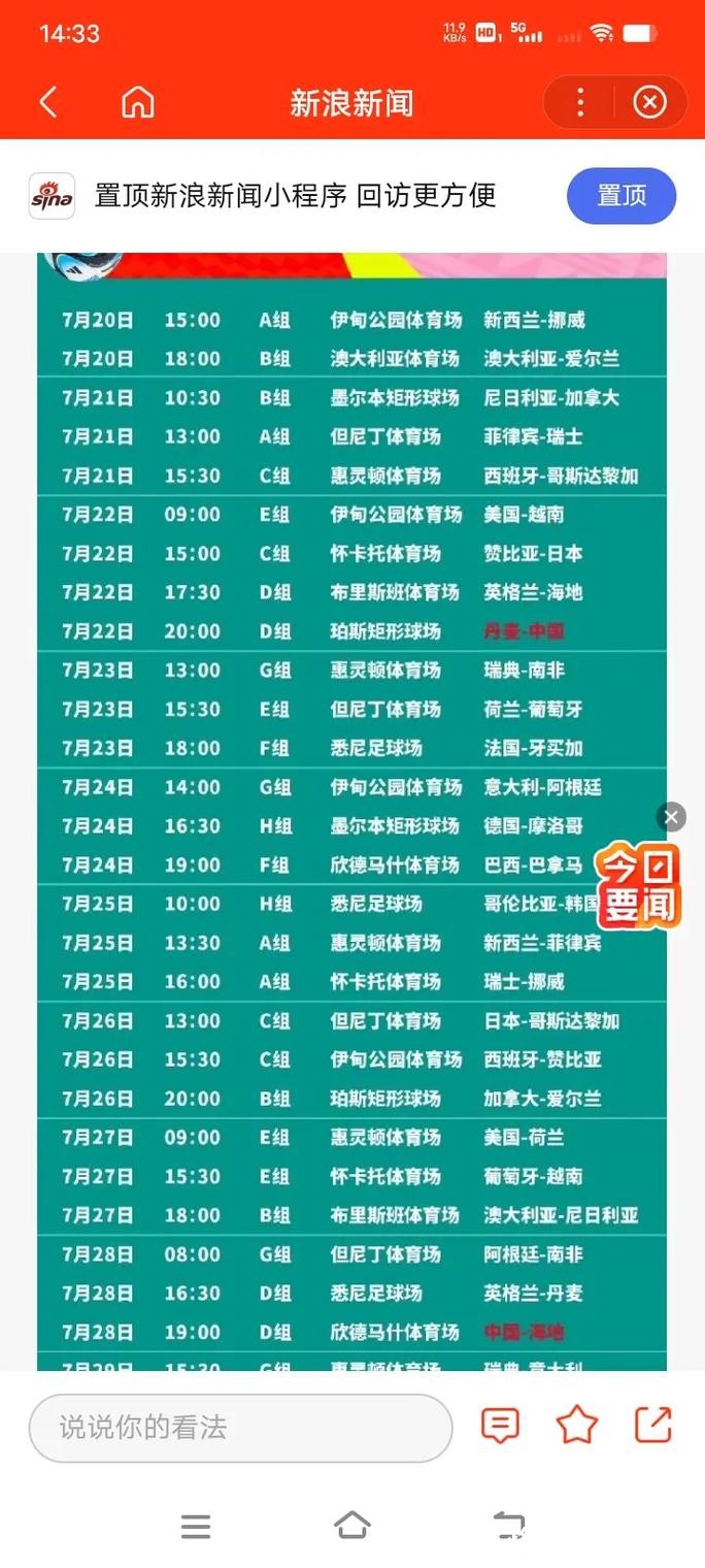 全面解析2023世界杯赛程时间表